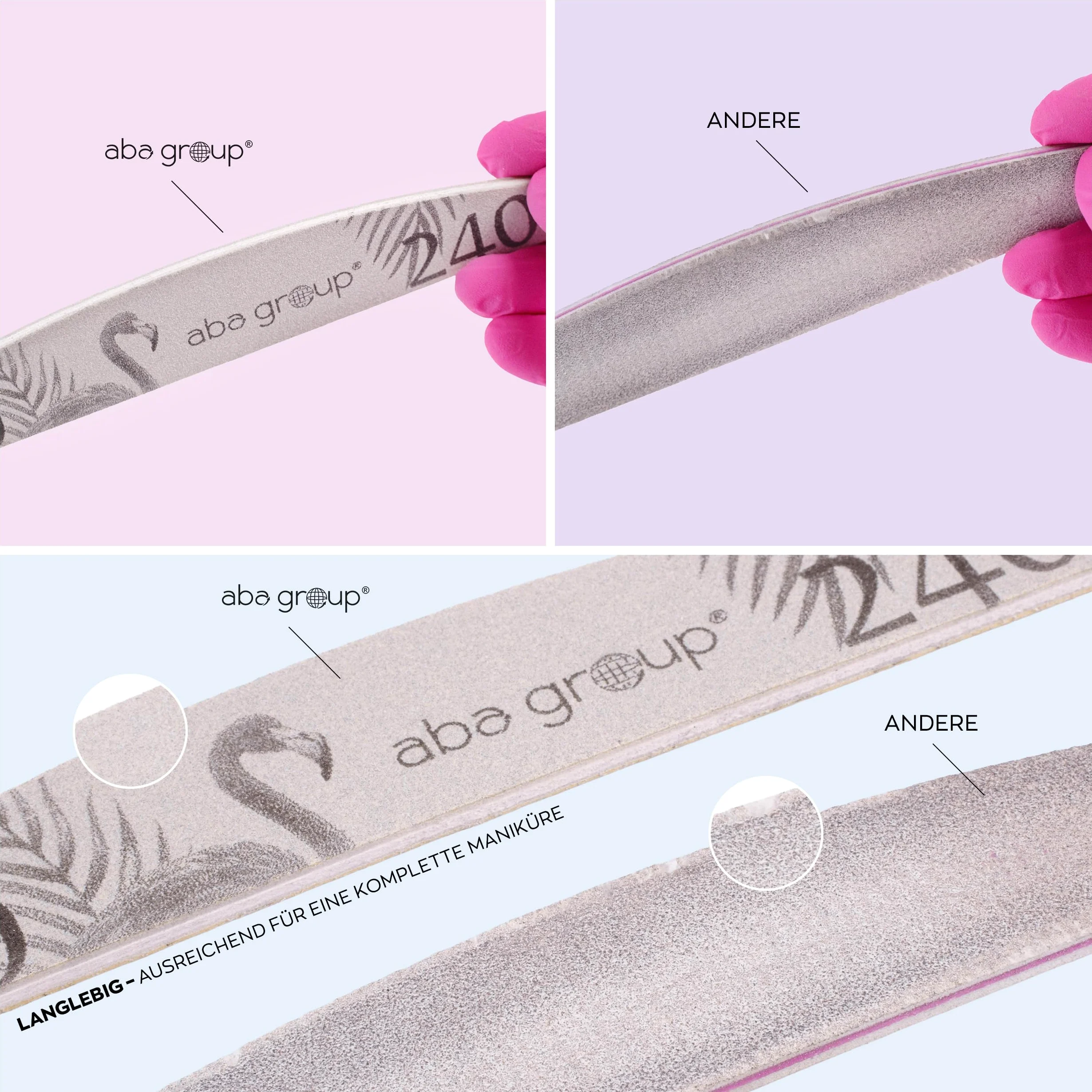 ABA GROUP Nagelfeile 100/180-500 Stück - Halbmond 4 mm Dick - Profi Tools für Gel- und Naturnägel, Feilen für Gelnägel, Doppelseitige Nagelpfeile, Nail File Set, Nagelstudio Zubehör & Zuhause