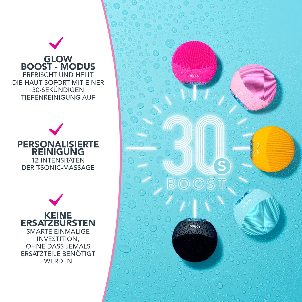 FOREO LUNA mini 3 Gesichtsreinigungsbürste - Gesichtsmassagegerät elektrisch, ultrahygienisches Silikon - Einfache Gesichtsreinigung - Elektrischer Gesichtsreiniger - App-verbunden - Fuchsia