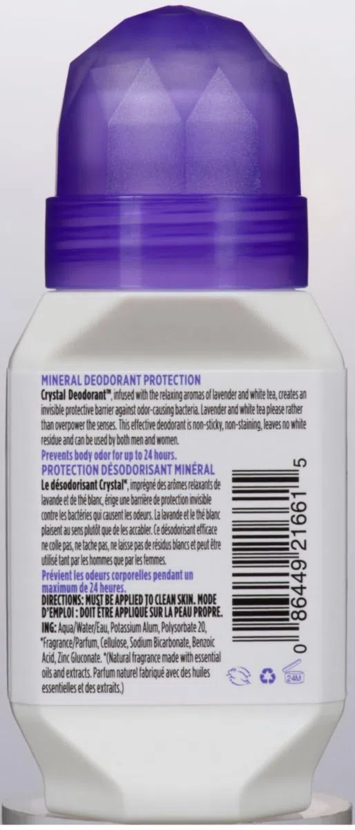 Crystal Essence Mineral Deodorant Roll-On, Lavender and White Tea, 2.25 Ounce (Pack of 12) by French Transit Ltd.