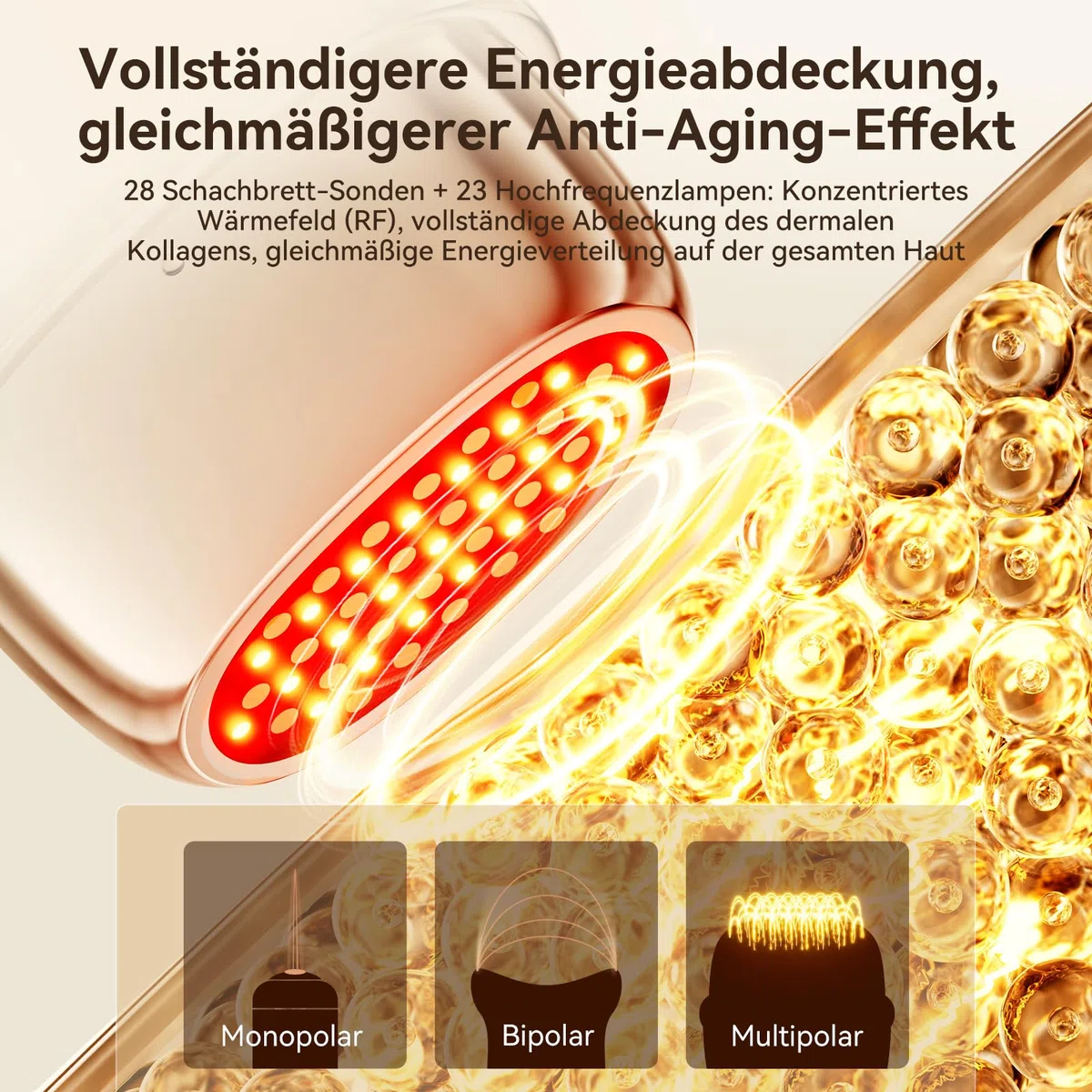 ANLAN EMS Gesichtsmassagegerät, Radiofrequenz mit 3 Vibrationsstufen & Phototherapie Gerät Gesicht Massagegerät, Anti-Falten Gesichtsmassagegerät für Gescht/Hals, Reduziert Schwellungen & Falten Firm