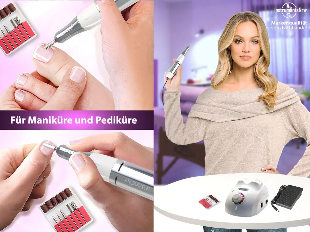 Premium Fußpflegegerät Nagelfräser Set Fußpflege Maniküre Schleifgerät | Elektrisches Pediküre Set mit Fräser-Bits Diamantschleifer