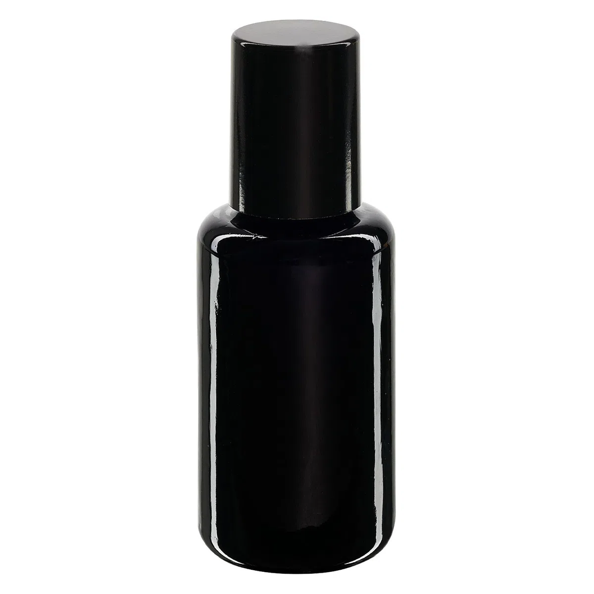 50x Glas Deostick mit violetter 30 mll Flasche, leerer Deo Roller - inkl. schwarzem Roll On Verschluss