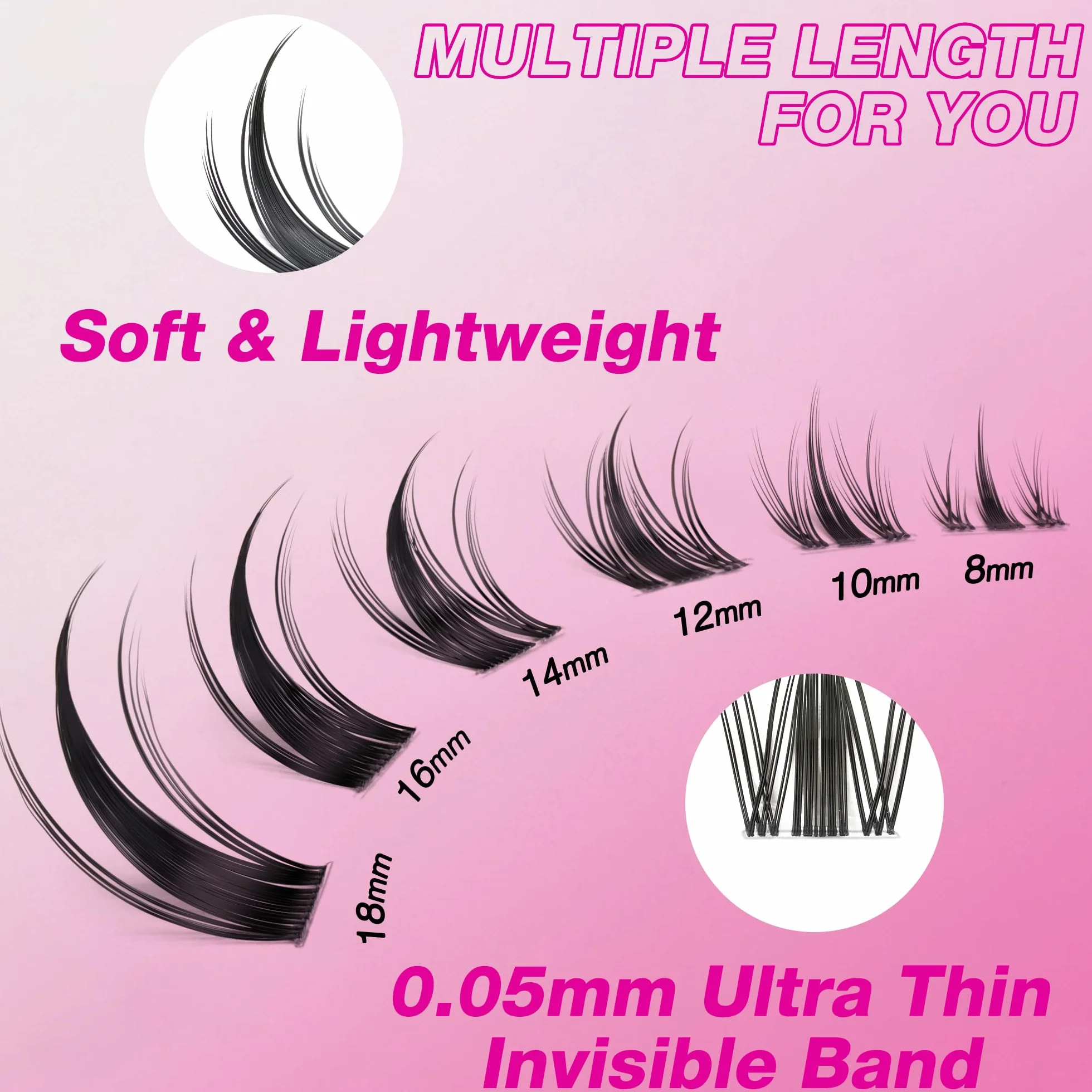 VEYESBEAUTY Wimpern Extensions Set 5-Sekunden-Wimperncluster Cluster Lashes DIY Wimpernverlängerung Falsche Wimpern Lash Bond And Seal (Manga Kit, 8-18mm)