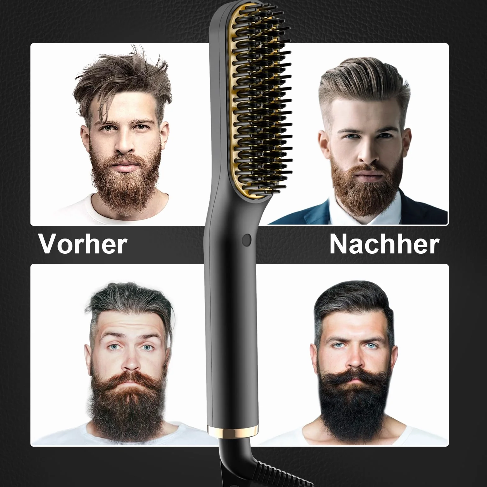 ANLAN , 2 in 1 Bartglätter für Männer und Mini Haarglätter, 5-Stufen Temperatur(120-200℃), 30er Schnell Beheizte, Ionischer Hair Beard Straightener Brush für Das Styling Von Bart und Haar