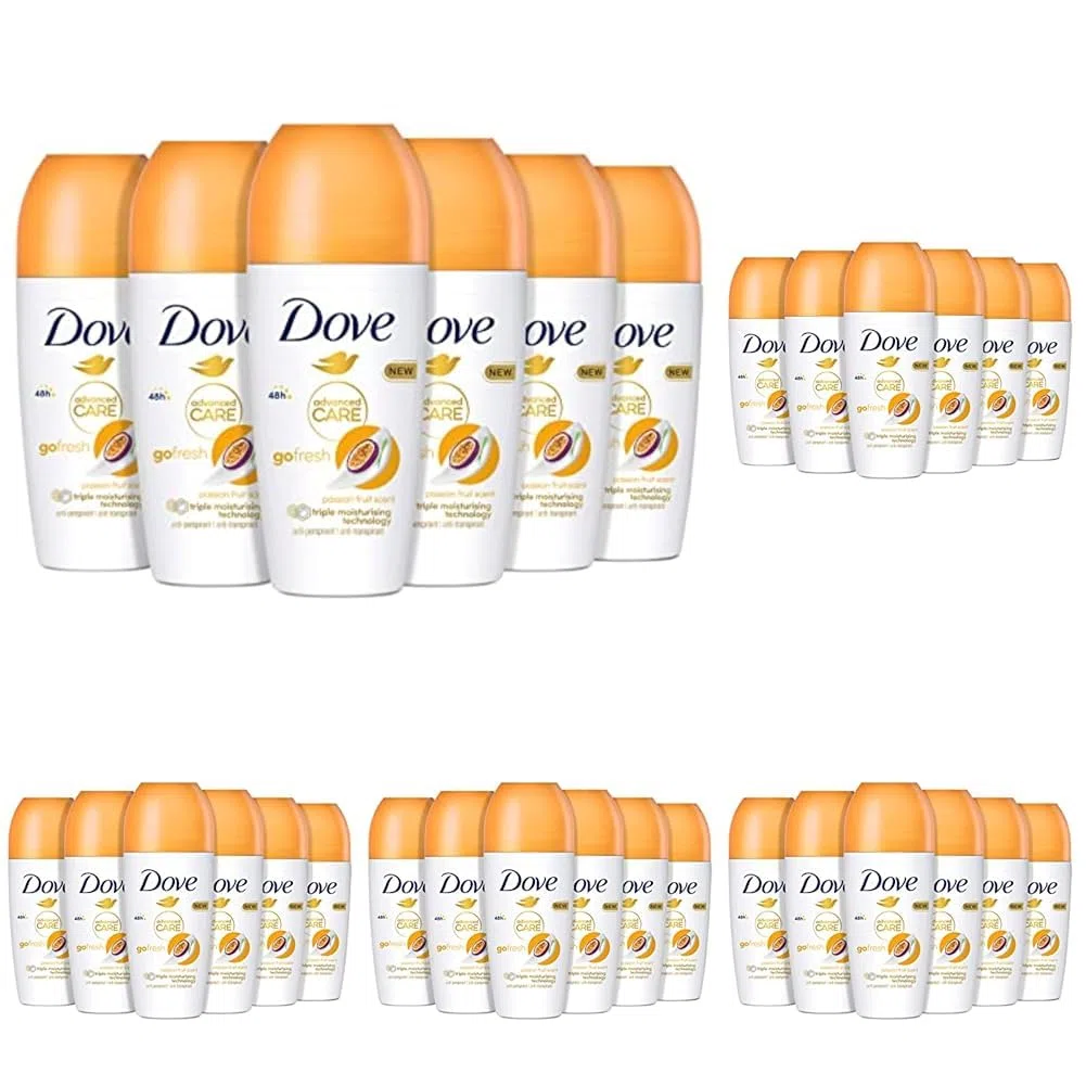 Dove Advanced Care Passion Fruit Antitranspirant-Deodorant Roll-On - Dreifache Feuchtigkeitswirkung, 48-Stunden-Schutz, Für Damen Und Herren, 6 x 50 ml