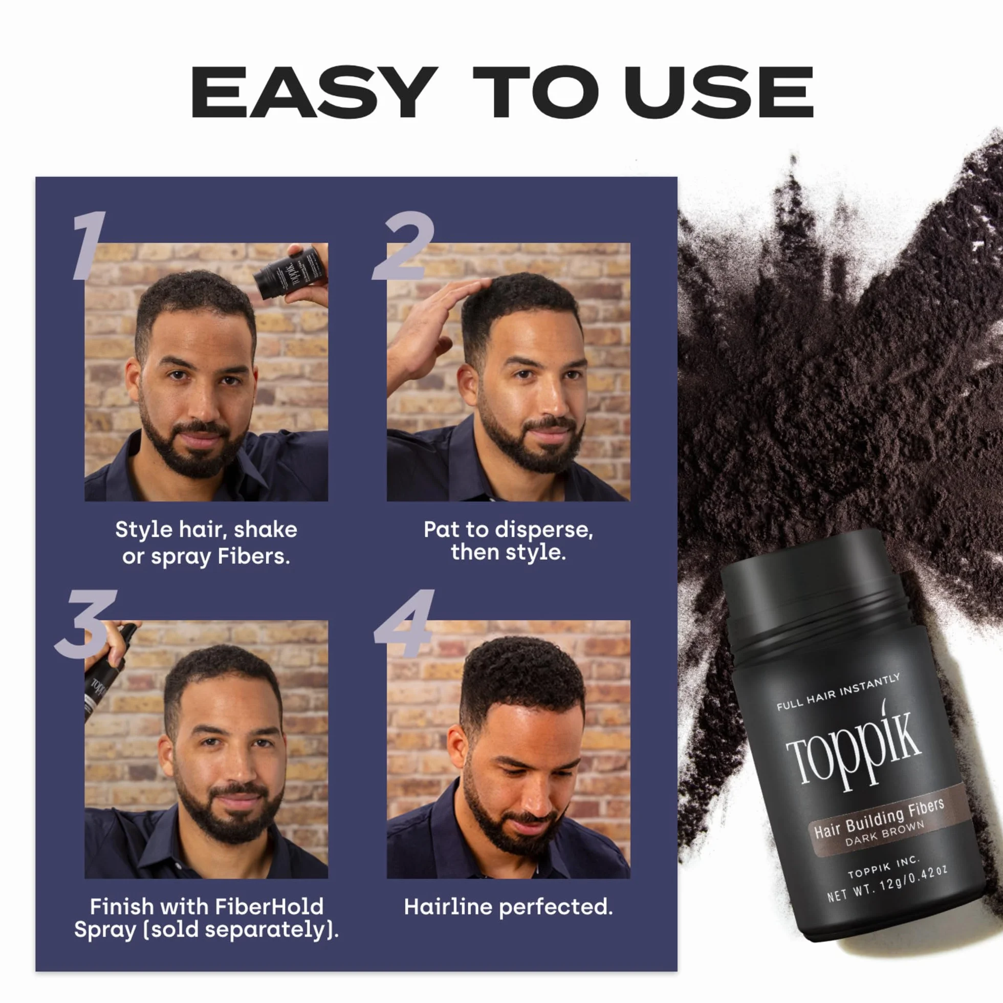 Toppik Haarfasern zur Haarverdichtung, Ansatzpuder und Streuhaar für Haarausfall und sofort volleres Haar, kaschiert lichte Stellen, natürlicher Look, einfach anzuwenden, Hellbraun, 55g