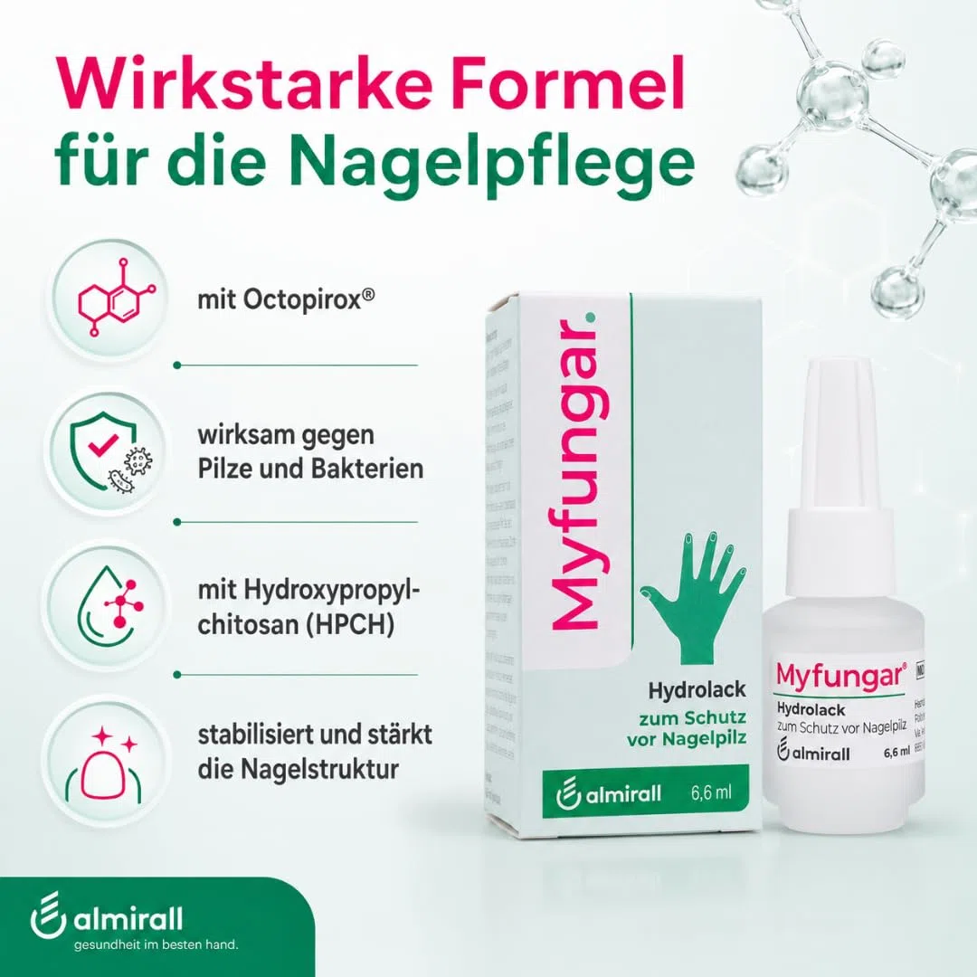 Hydrolack 6,6 ml I Nagellack für Fuß- & Fingernägel I mit Pharma Perle (3x) | täglich anwendbar, wasserlöslicher Schutzfilm, Nagelpflege