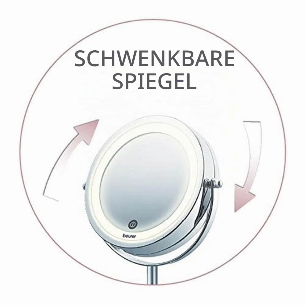 Beurer BS 55 Kosmetikspiegel mit 7-fach Vergrößerung, LED Licht, Dimmfunktion, beleuchteter Schminkspiegel