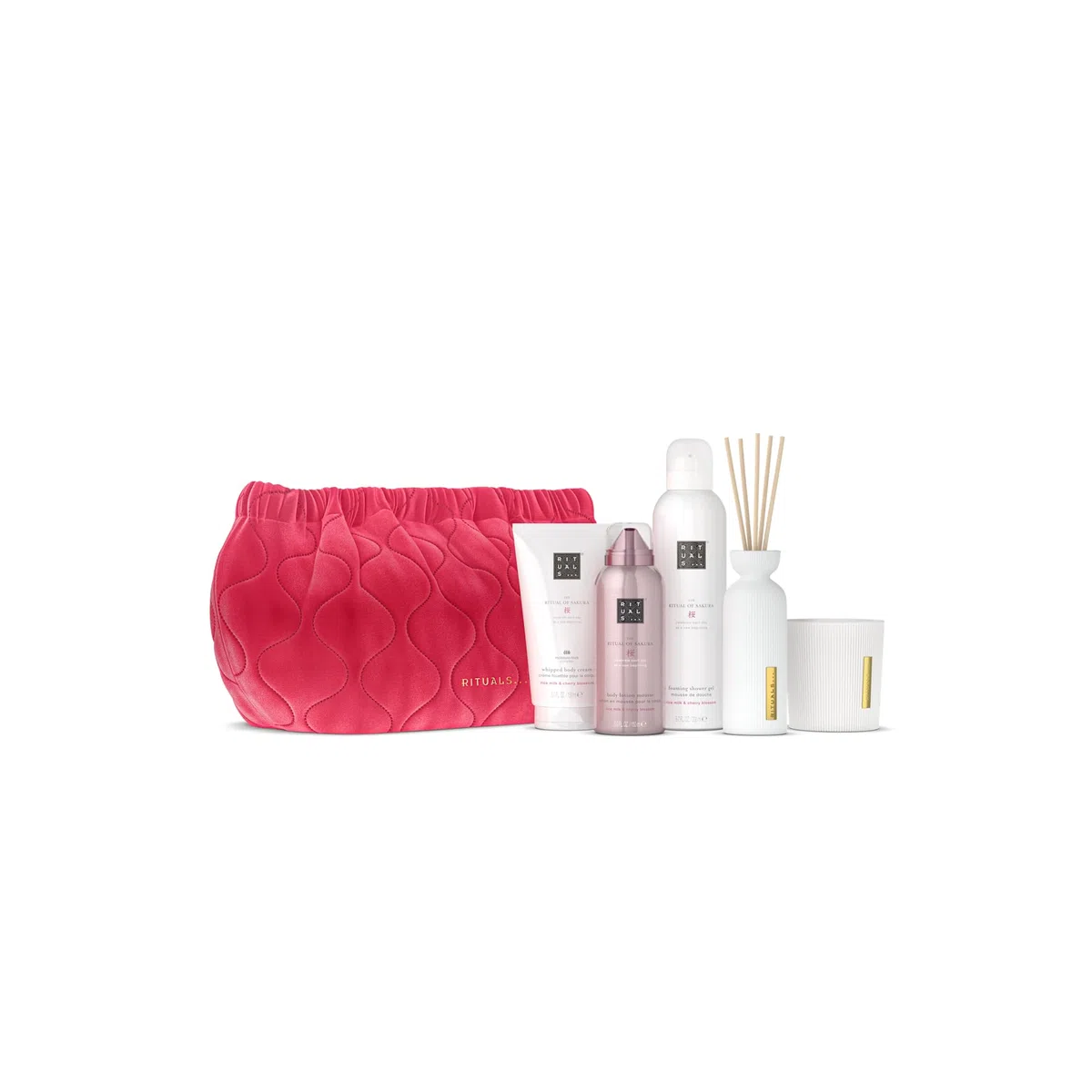 RITUALS Geschenkset The Ritual of Sakura Large – Hautpflege mit Kirschblüte und Reismilch, inklusive Waschtasche