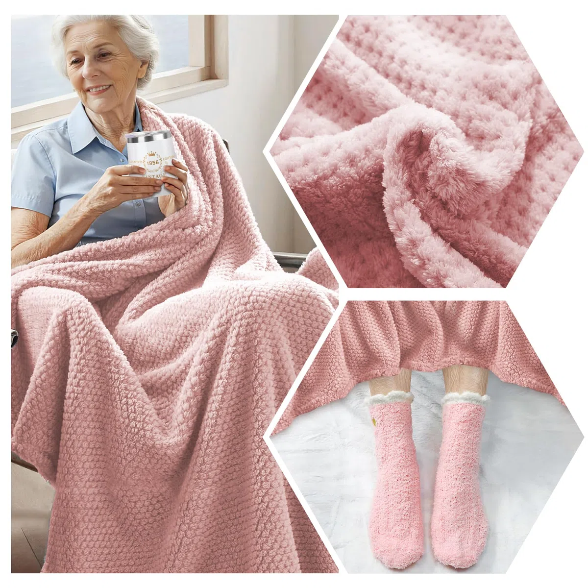 70th Geburtstagsgeschenke für Frauen, Pflege-Paket Relaxing Spa Kit mit Tumbler Decke