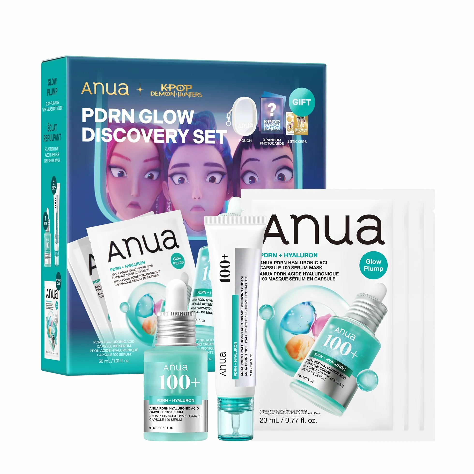Anua PDRN Discovery Set, 3-Schritte Routine, Glow Hydration, Lachs-DNA, Hyaluronsäure, Kollagen, Korean Skincare