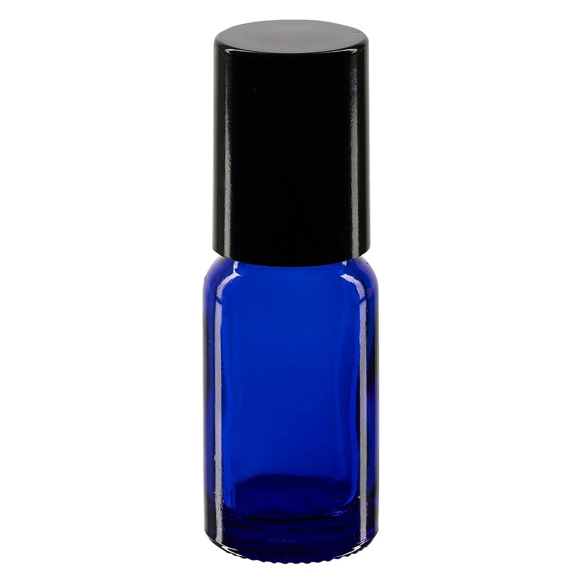 50x Glas Deostick mit blauer 10 ml Flasche, leerer Deo Roller - inkl. schwarzem Roll On Verschluss