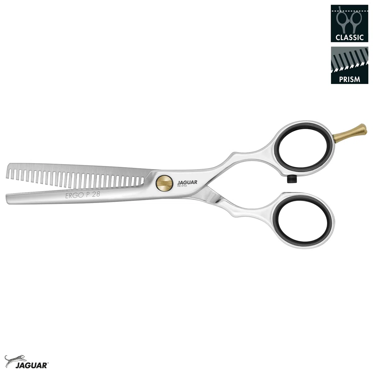 JAGUAR Modellierschere PRE STYLE ERGO P 28 5.5" | Texturierschere mit 28 Effilierzähnen im Classic-Design | poliert | Made in Germany