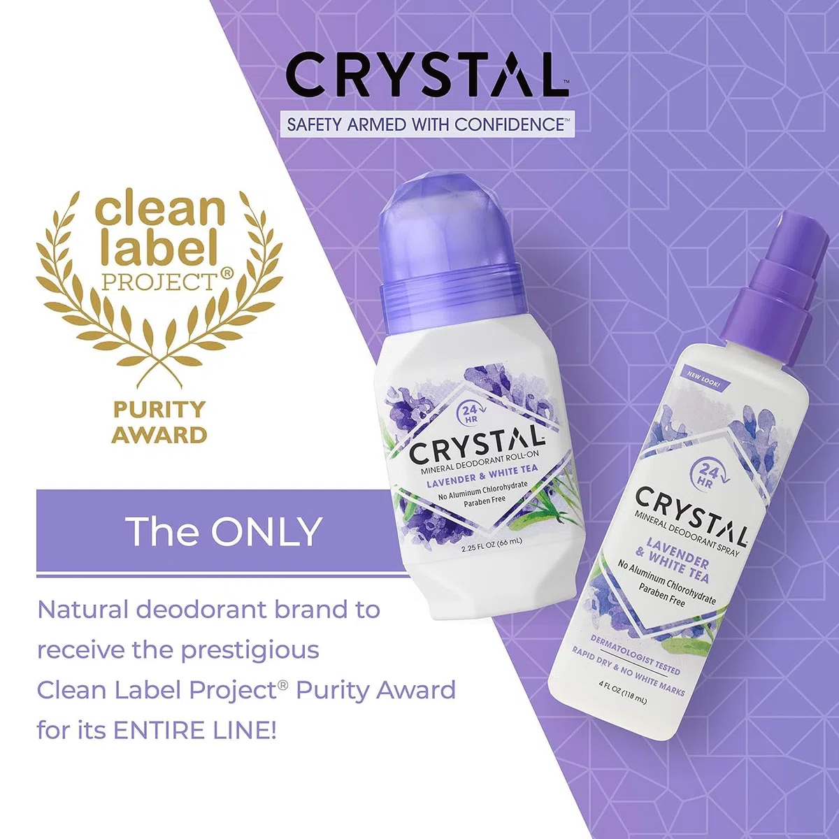 Crystal Essence Mineral Deodorant Roll-On, Lavender and White Tea, 2.25 Ounce (Pack of 12) by French Transit Ltd.