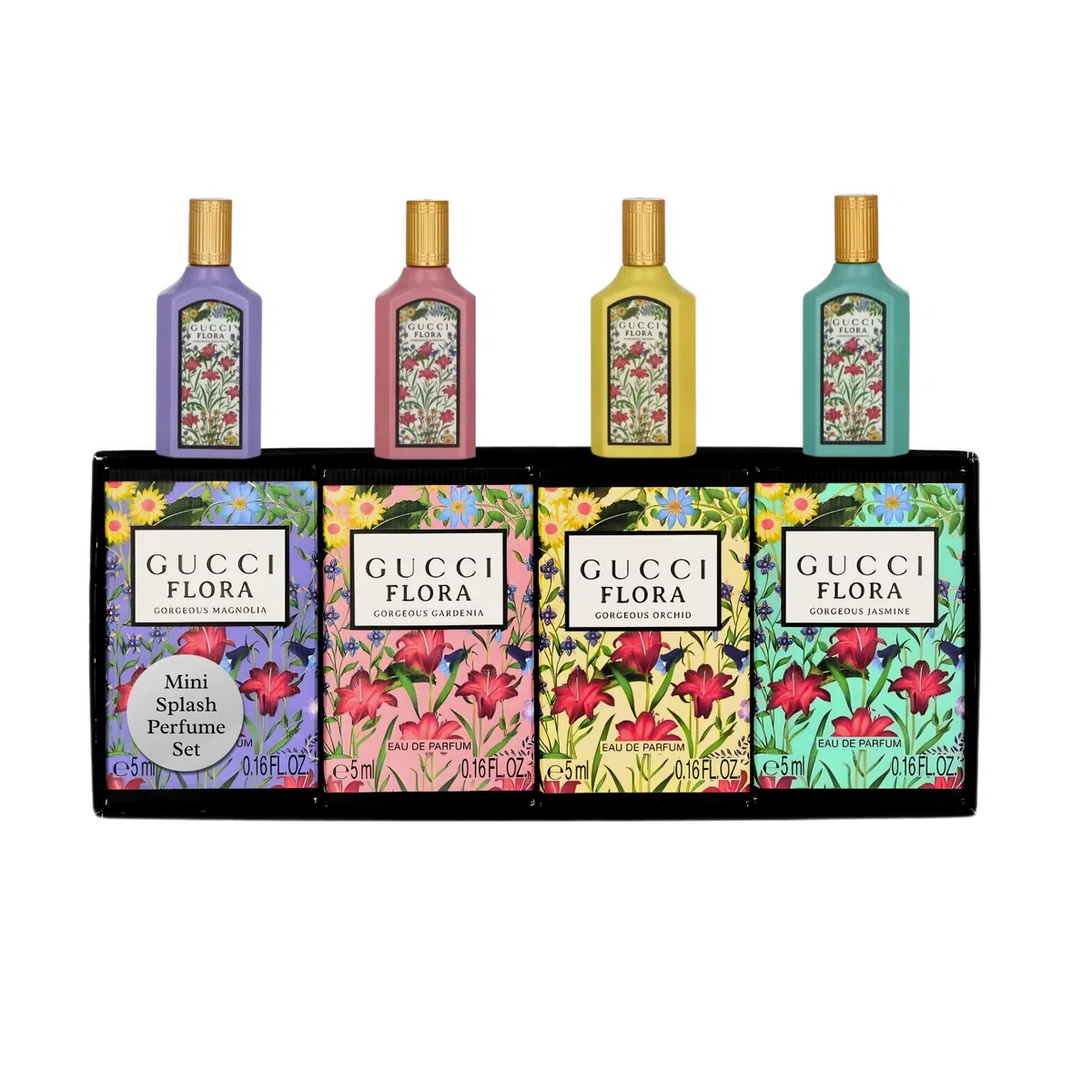 Gucci Parfüm für Frauen 4-teiliges Mini Splash Reise-Geschenkset Magnolie Gardenie Orchidee Jasmin