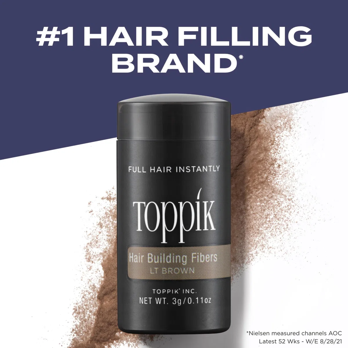 Toppik Haarfasern zur Haarverdichtung, Ansatzpuder und Streuhaar für Haarausfall und sofort volleres Haar, kaschiert lichte Stellen, natürlicher Look, einfach anzuwenden, Hellbraun, 55g