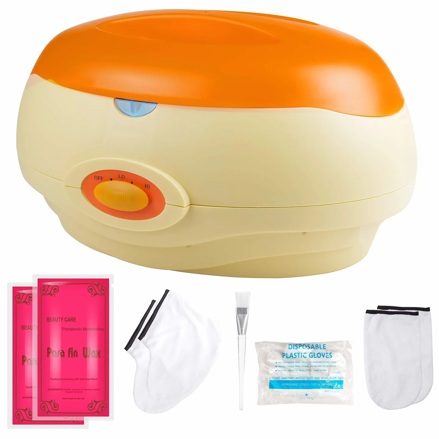 SWAWIS Paraffinbad Set, Paraffinbad für Hände und Füße 200W, Parafin Wachsbad für Hände mit Zubehör und 2x 450g Rosa Paraffin Wachsbad Versorgt die Haut mit Feuchtigkeit, Orange