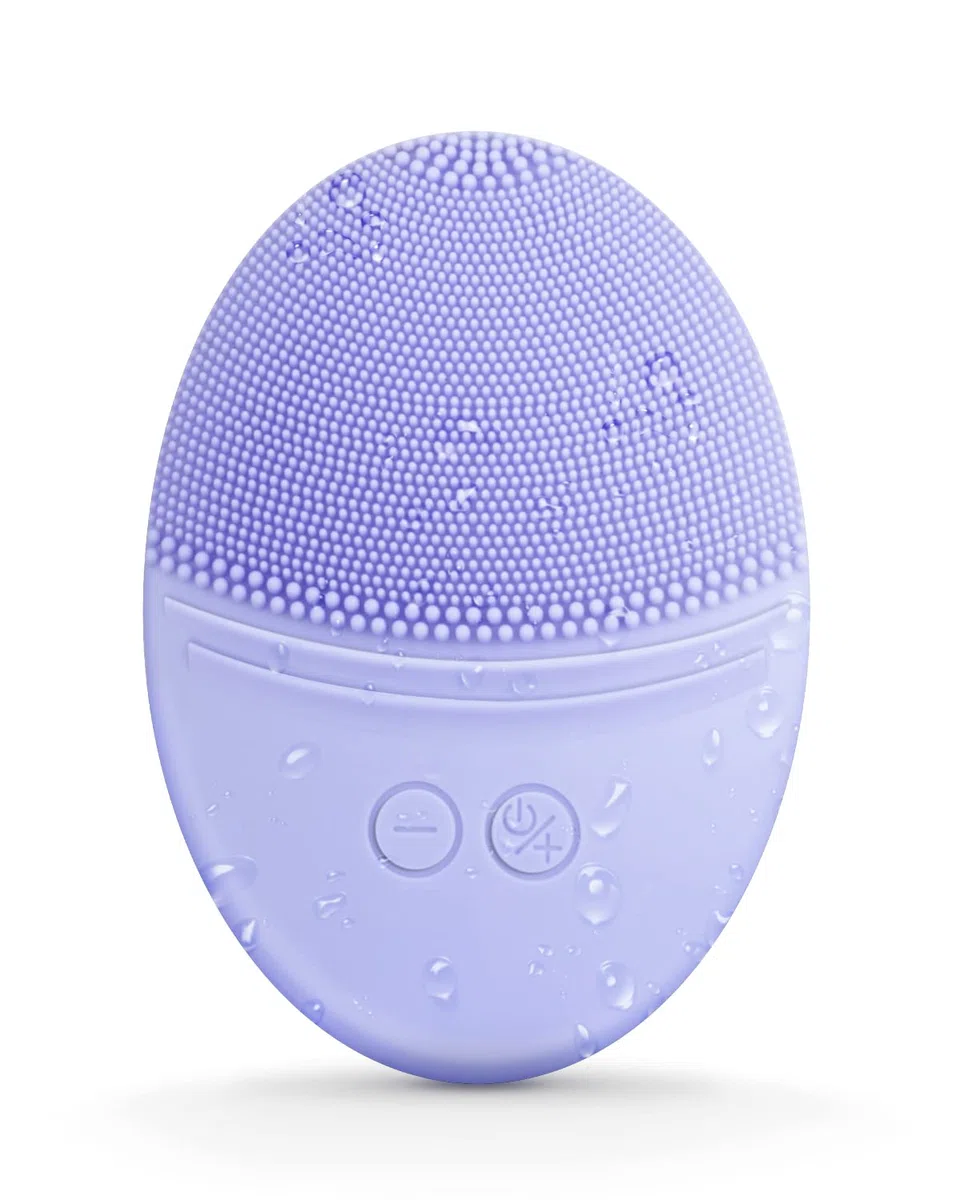 EZBASICS Gesichtsreinigungsbürste wasserdichte vibrierende Ultraschall Gesichtsbürste für Tiefenreinigung sanftes Peeling und Massage induktive Aufladung (Violett) 1 pack+5 Geschwindigkeiten