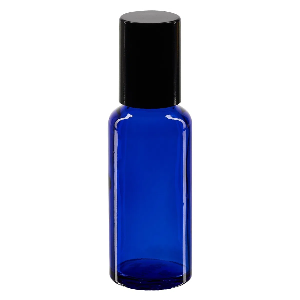 50x Glas Deostick mit blauer 30 mll Flasche, leerer Deo Roller - inkl. schwarzem Roll On Verschluss