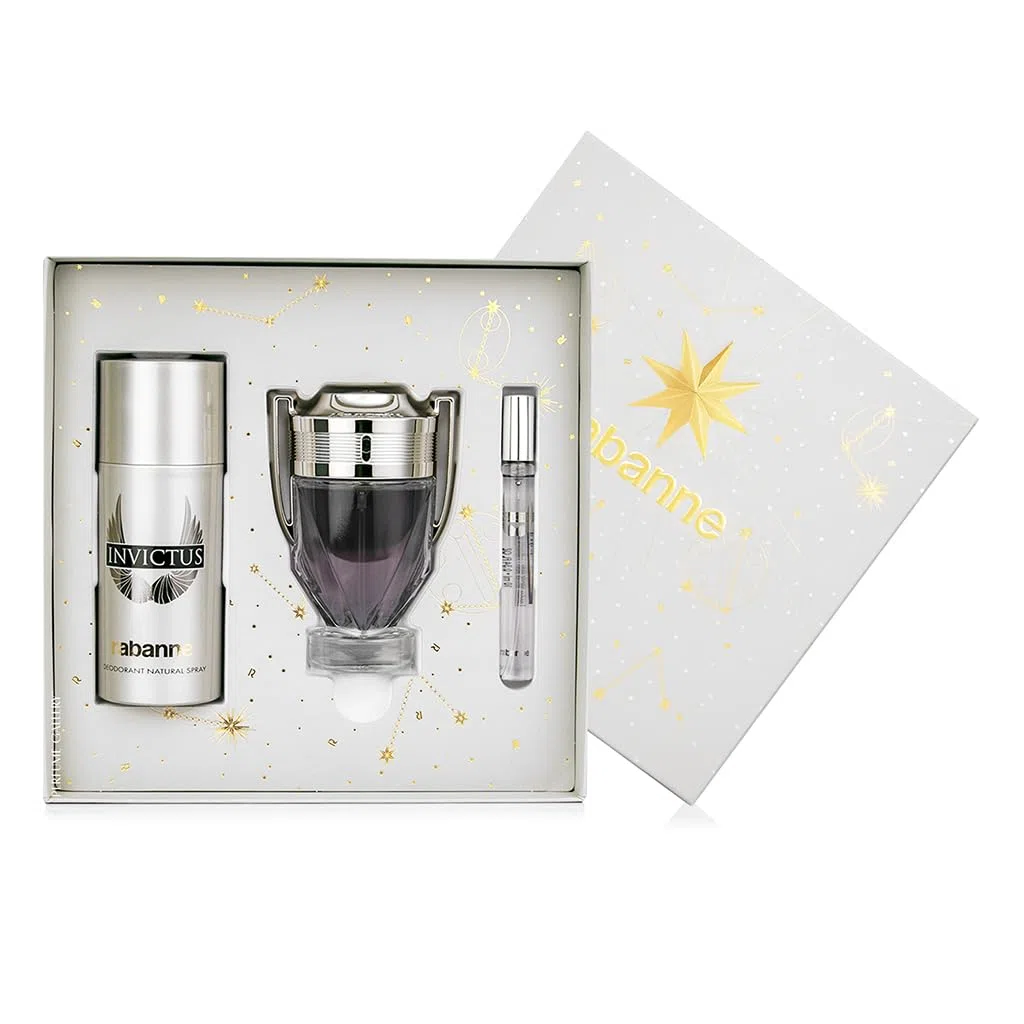 RABANNE Invictus Eau de Toilette Set 100ml + Deodorant Spray 150ml + Travel Spray 10ml