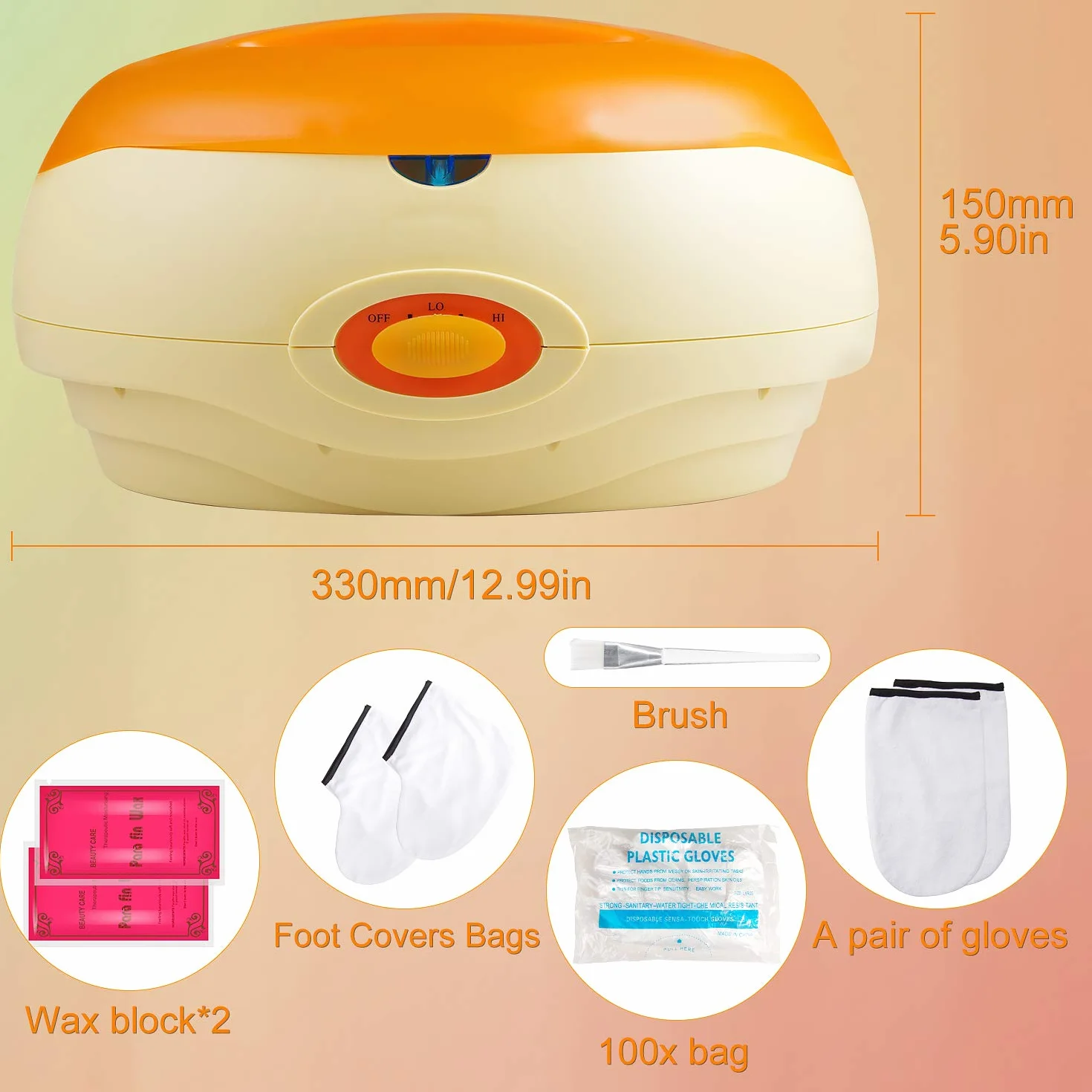 SWAWIS Paraffinbad Set, Paraffinbad für Hände und Füße 200W, Parafin Wachsbad für Hände mit Zubehör und 2x 450g Rosa Paraffin Wachsbad Versorgt die Haut mit Feuchtigkeit, Orange