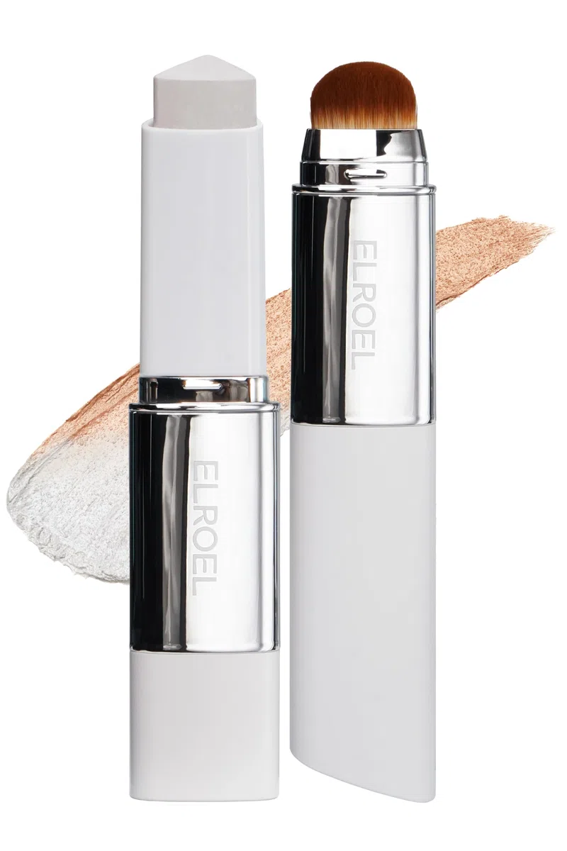 ELROEL BLANC Cover Cream Stick V, koreanische farbwechselnde Foundation mit abnehmbarem Pinsel, volle bis mittlere Deckkraft, 12 g, 202 natürlich