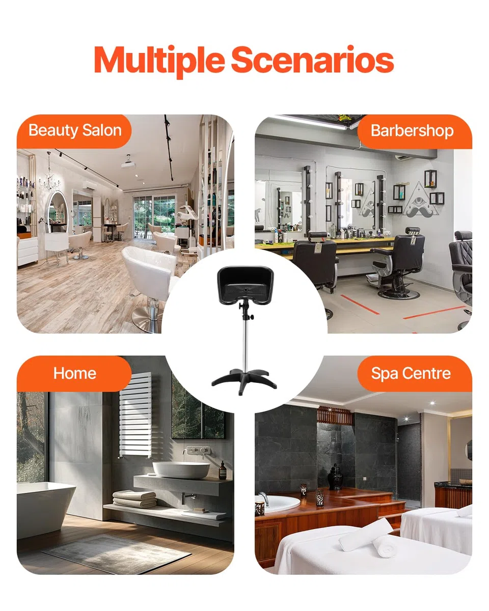 VEVOR mobiles Friseurwaschbecken, Haarwaschbecken, höhen-& winkelverstellbar, Kopfwaschbecken mit Ablaufschlauch & Stützbasis, Waschbecken für Barbershop, Beauty-Spa-Center, Friseursalon