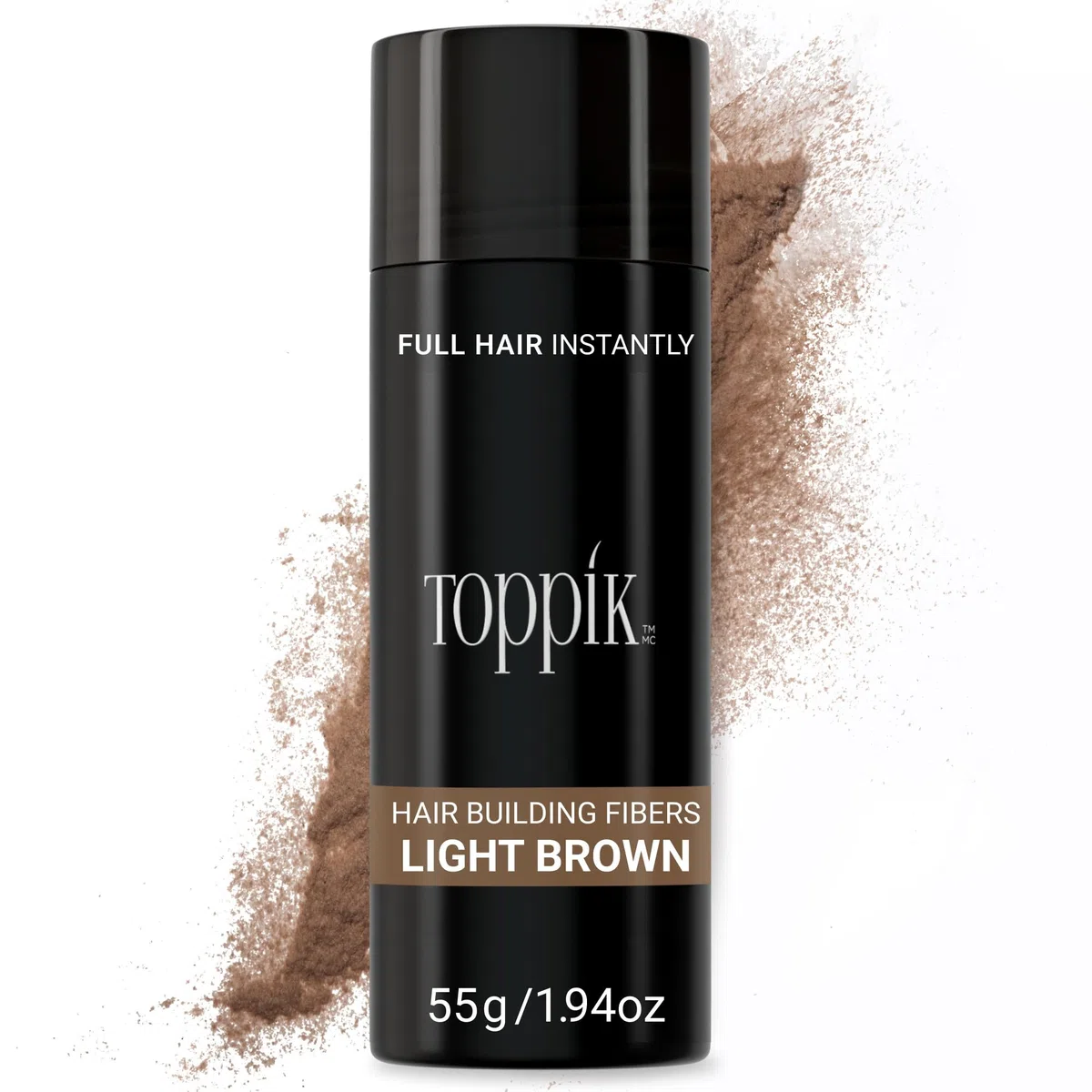 Toppik Haarfasern zur Haarverdichtung, Ansatzpuder und Streuhaar für Haarausfall und sofort volleres Haar, kaschiert lichte Stellen, natürlicher Look, einfach anzuwenden, Hellbraun, 55g