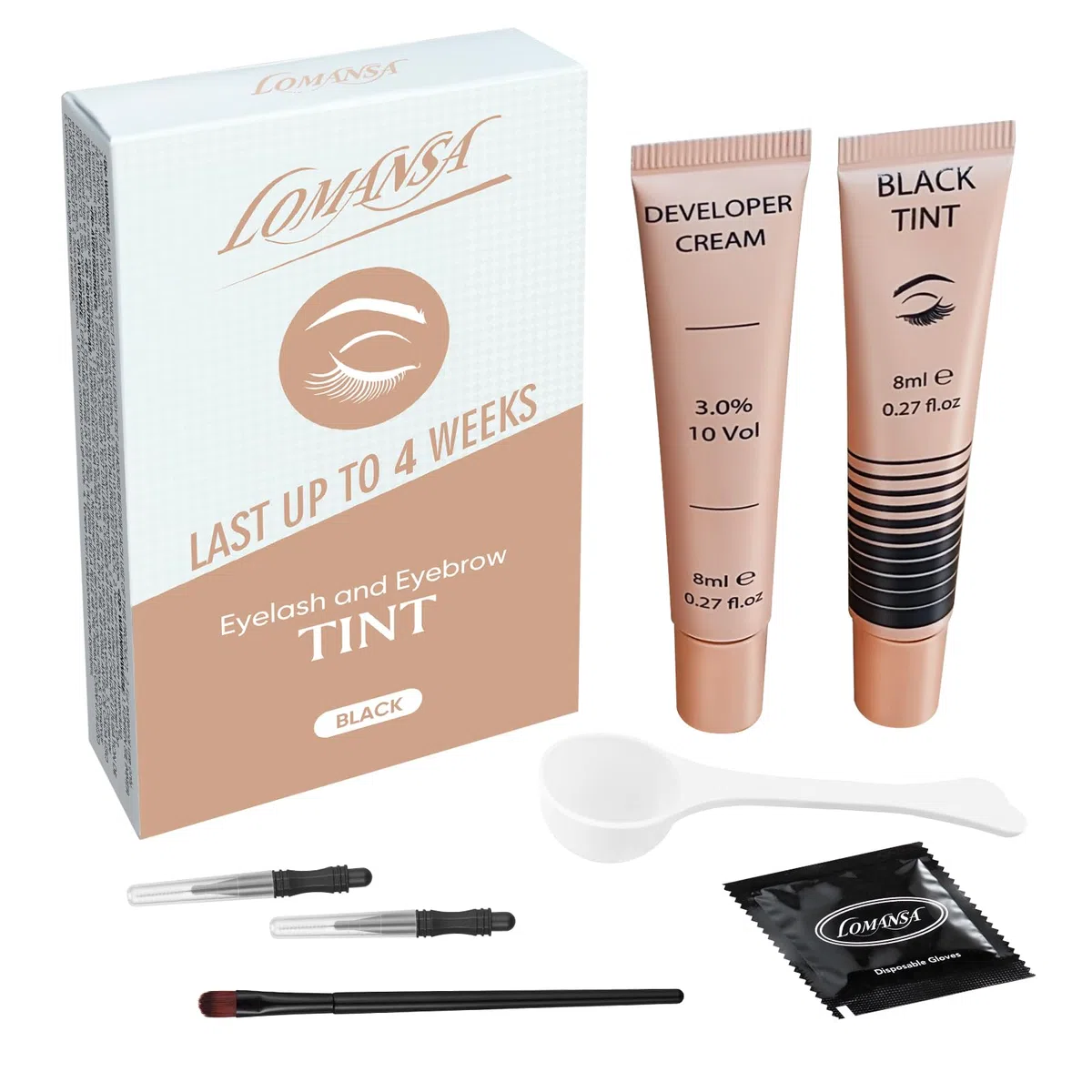 Wimpernfarbe Schwarz, Augenbrauenfarbe und Wimpern Färben, 10 Anwendungen Intensiv Tönung, Zwei Bürstentypen für Einfache Bedienung, Geeignet für Anfänger und Salons