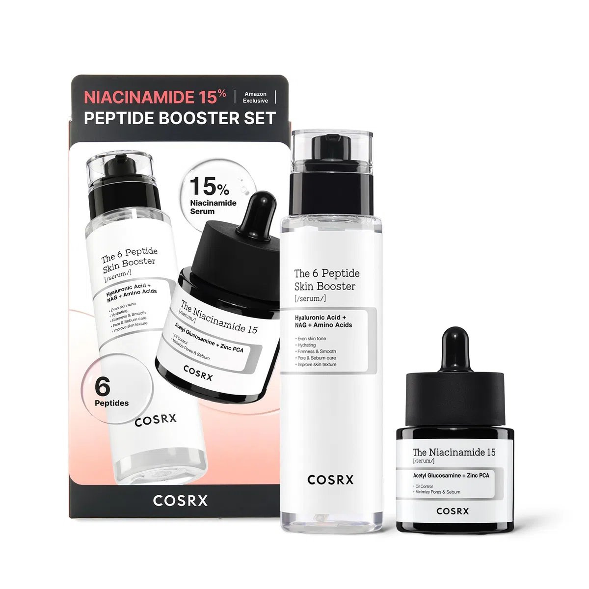 COSRX Niacinamide 15% Peptide Booster Set - Korean Skin Care Gift Set, Niacinamide Serum