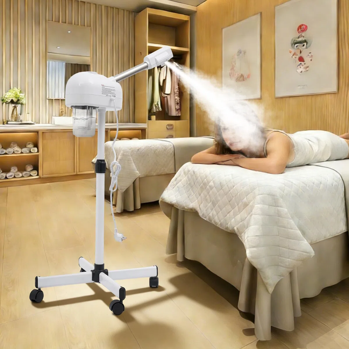 Gesichtsdampfer, Face Steamer, Gesicht Dampfgerät mit Drehbarem Arm, LCD-Bedienfeld, Ozonzerstäubung, Hot-Spray-Modus, Poren Reinigen