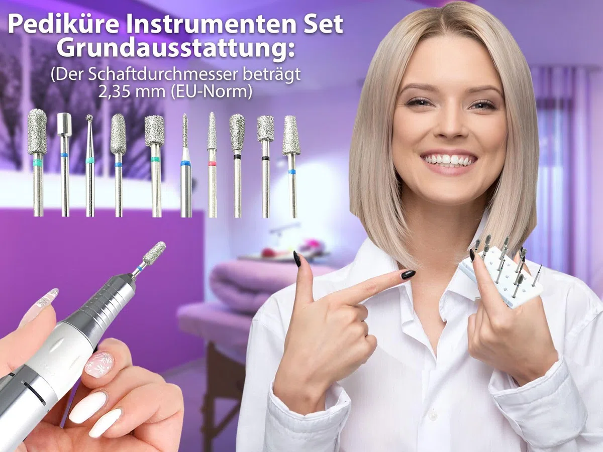 Premium Fußpflegegerät Nagelfräser Set Fußpflege Maniküre Schleifgerät | Elektrisches Pediküre Set mit Fräser-Bits Diamantschleifer