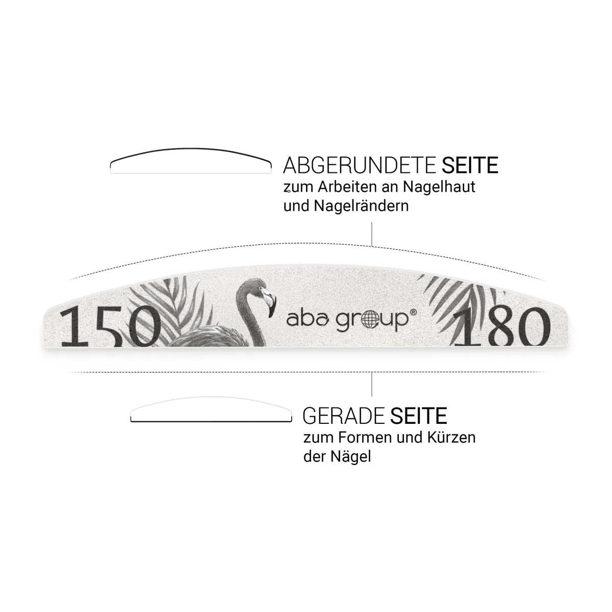 ABA GROUP Nagelfeile 150/180-500 Stück - Halbmond 4 mm Dick - Einzeln Hygienisch Verpackt - Profi Tools für Gel- und Naturnägel, Feilen für Gelnägel, Doppelseitige Nagelpfeile, Nail File Set