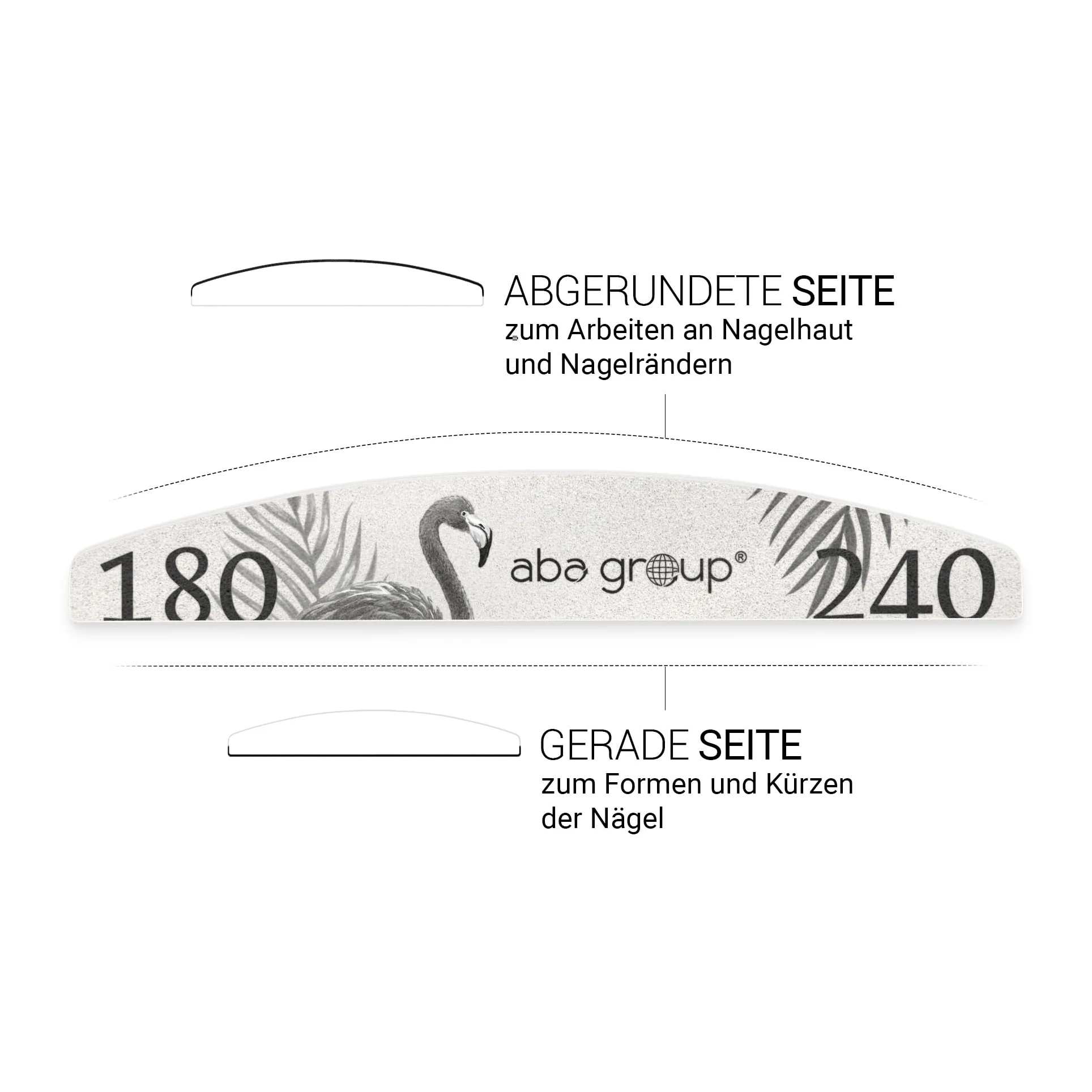 ABA GROUP Nagelfeile 180/240-500 Stück - Halbmond 2 mm Dick - Einzeln Hygienisch Verpackt - Profi Tools für Gel- und Naturnägel, Feilen für Gelnägel, Doppelseitige Nagelpfeile, Nail File Set