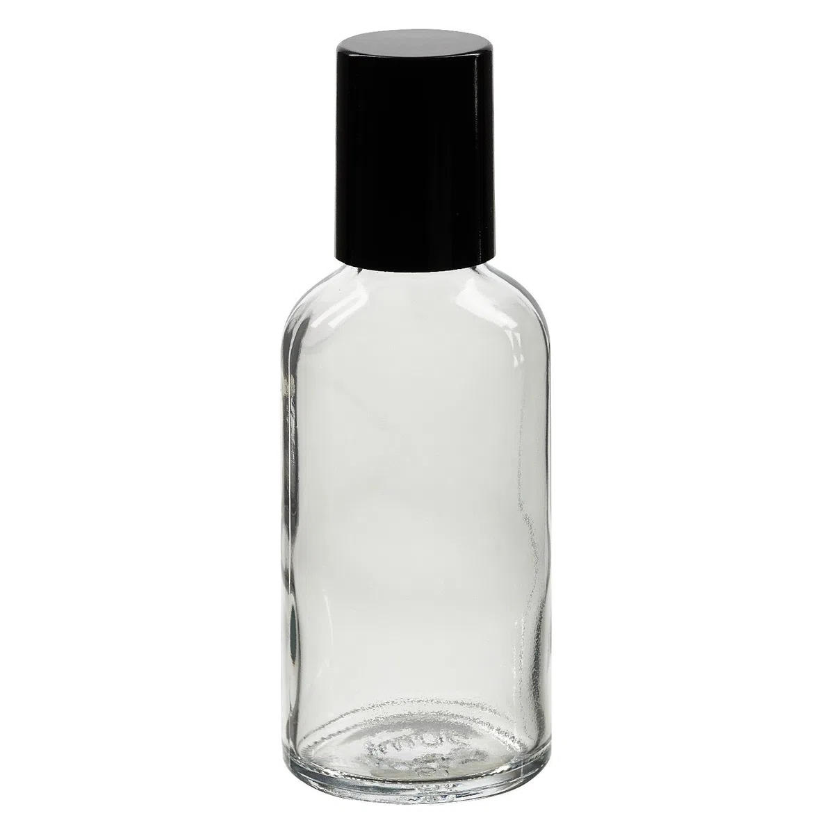 50x Glas Deostick mit klarer 50 mll Flasche, leerer Deo Roller - inkl. schwarzem Roll On Verschluss