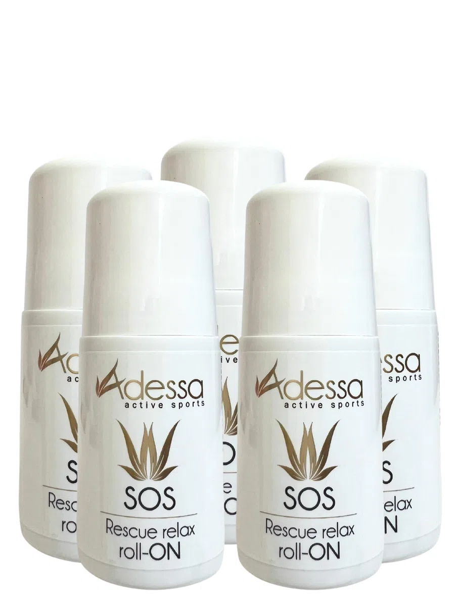 Adessa SOS Roll-On, Kühlend und Entspannend, Set mit 5 Stück, 5x50ml