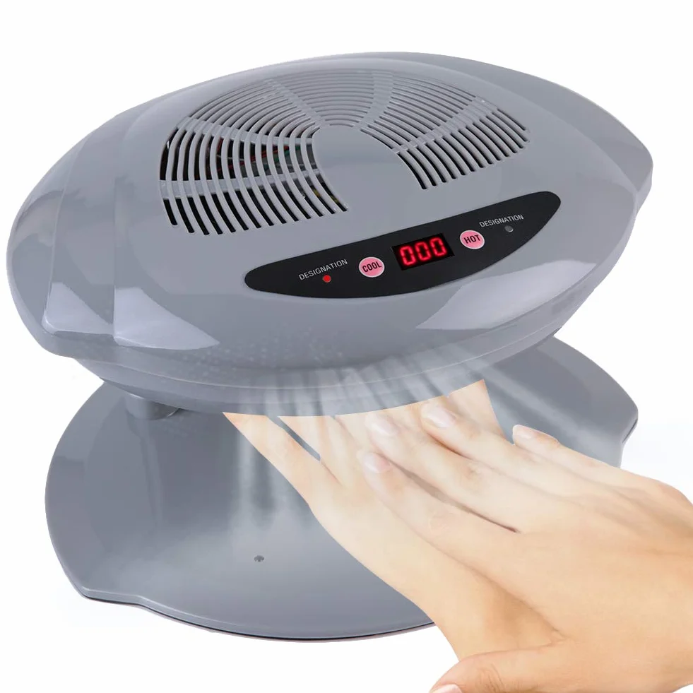 Sonew Air Nail Dryer, Nageltrockner mit Heiß und Kaltluft Sensor, Maniküre Werkzeug für Lüfter zum Trocknen von Nagellack für Wohnzimmer und Haus(Silver)