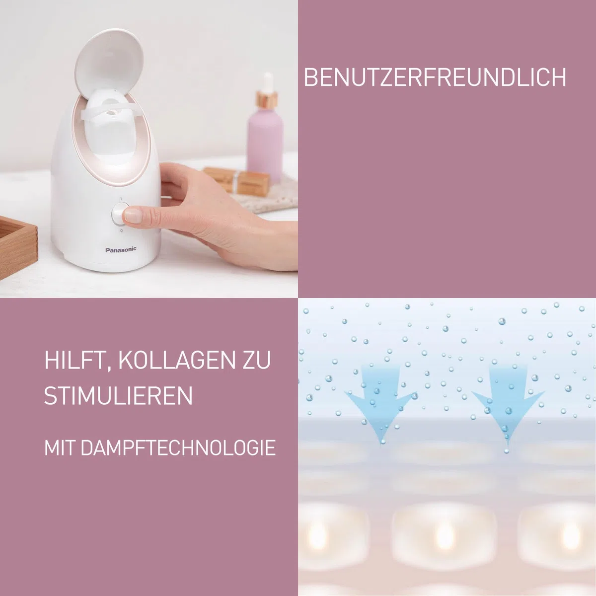 Panasonic Ionen-Steamer EH-XS01, Gesichtssauna, Nano-Ionen-Technologie, gründliche Gesichtsreinigung, Gesichtspflege, Mitesserentferner