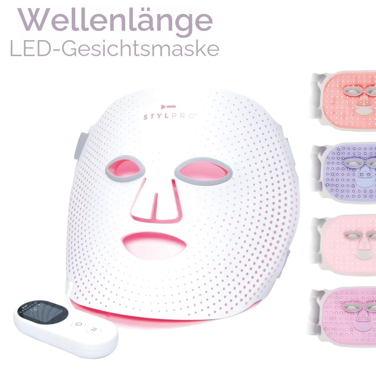 STYPRO Wellenlängen-LED-Gesichtsmaske, Multi-Modus-Hautpflege mit rotem, blauem, nahem Infrarot-Licht für Falten, Hautunreinheiten, flexibel, wiederaufladbar, benutzerfreundlich, entworfen in