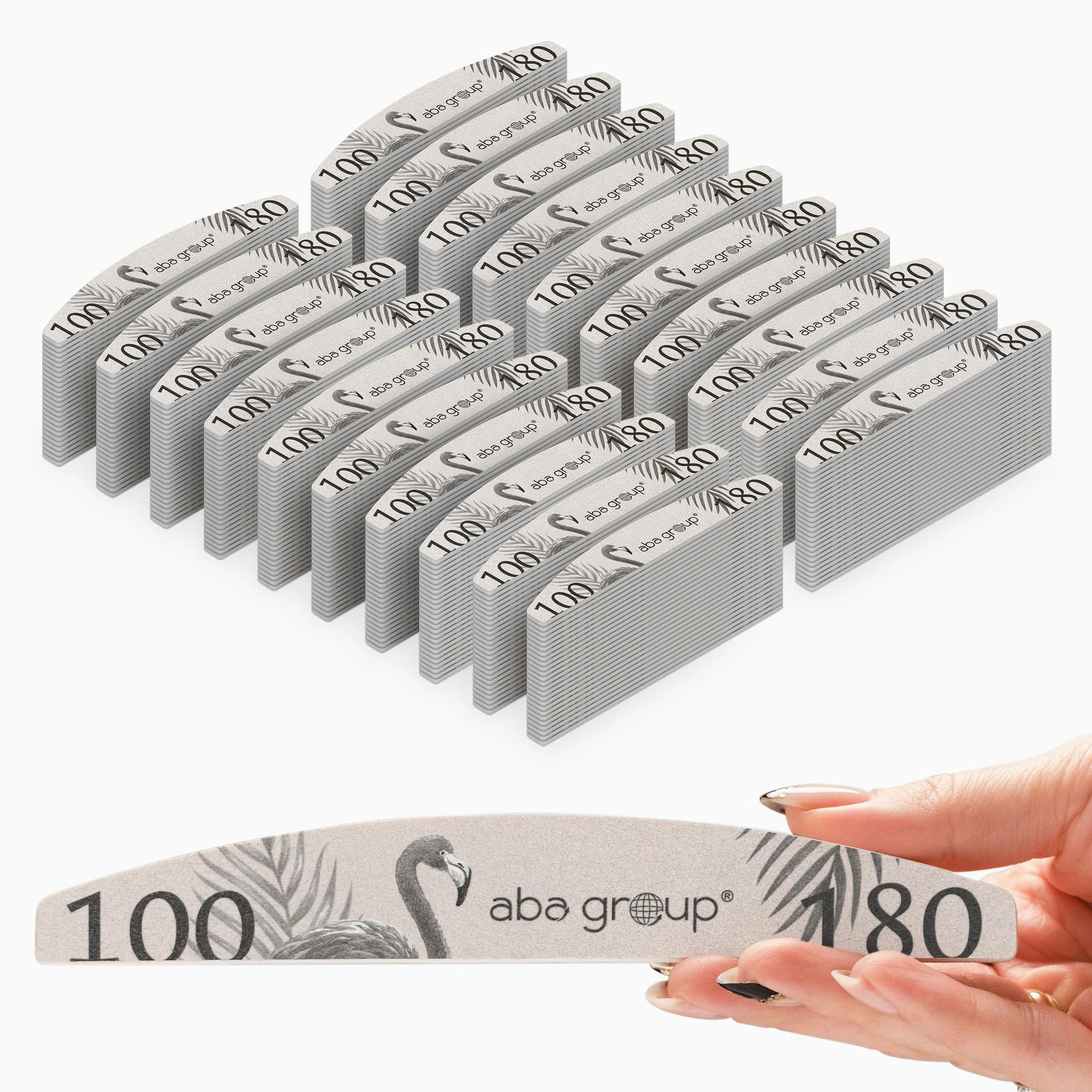ABA GROUP Nagelfeile 100/180-500 Stück - Halbmond 4 mm Dick - Profi Tools für Gel- und Naturnägel, Feilen für Gelnägel, Doppelseitige Nagelpfeile, Nail File Set, Nagelstudio Zubehör & Zuhause