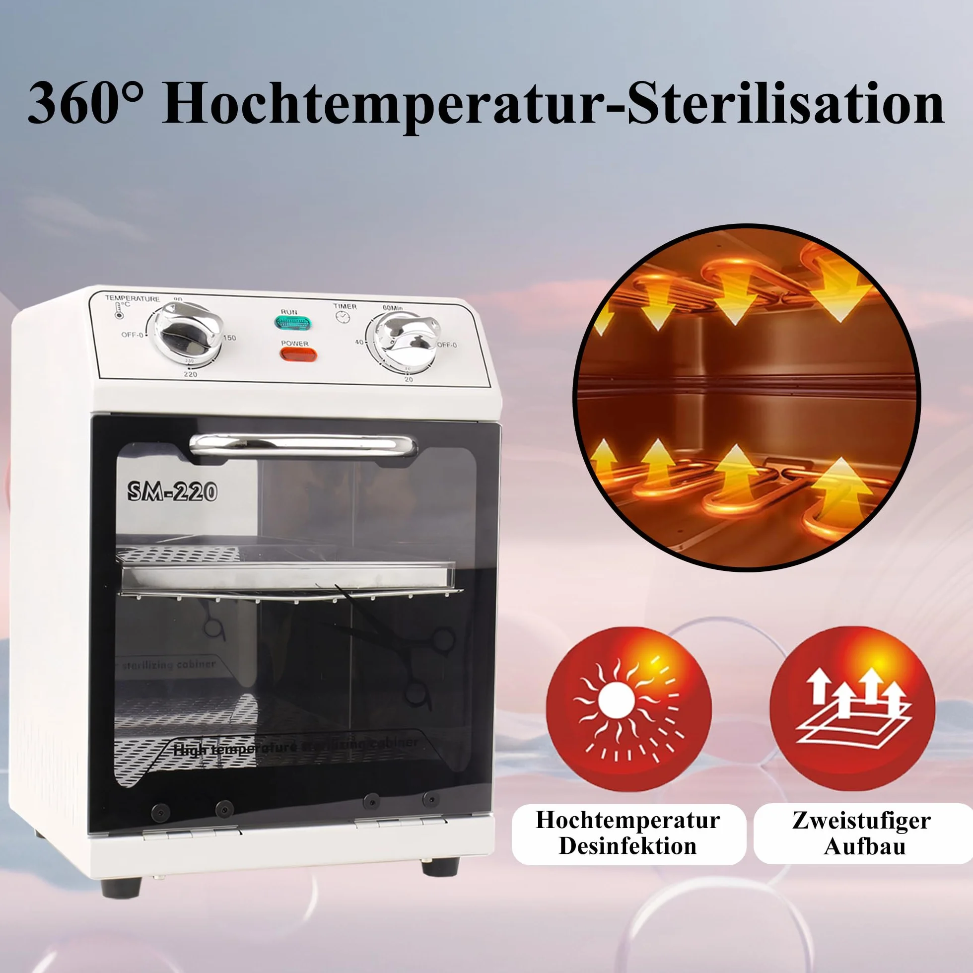 10L große Kapazität Autoklav, trockene Hitze Sterilisator mit Tablett Sterilisator für Maniküre, Zahn-und Friseurbedarf