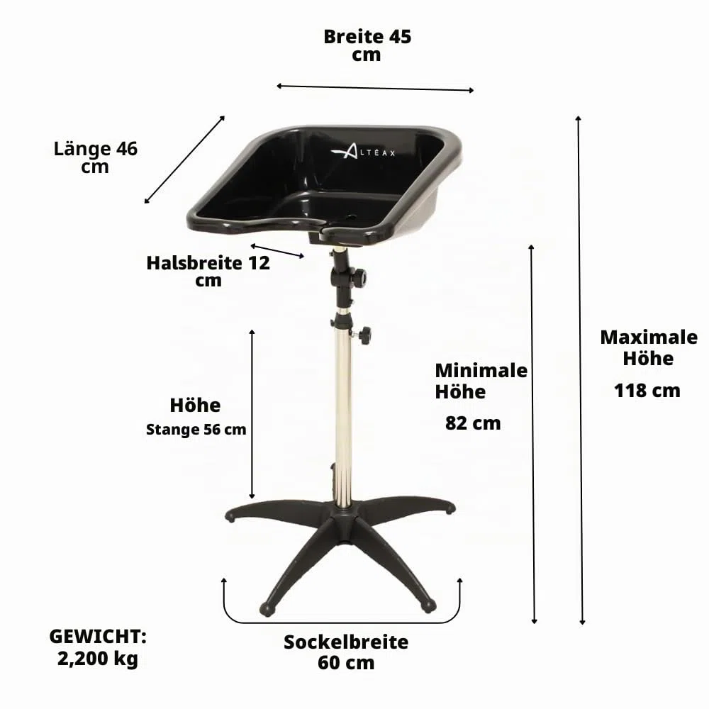 Altéax Mobiles Waschbecken Friseur Quadrat Ergonomischen Design Kann es Auch haarwaschbecken für bettlägerige - Haare Waschen im Bett - Lavatester Hochwertige aus Inklusiver new Parrucker Tragbarer