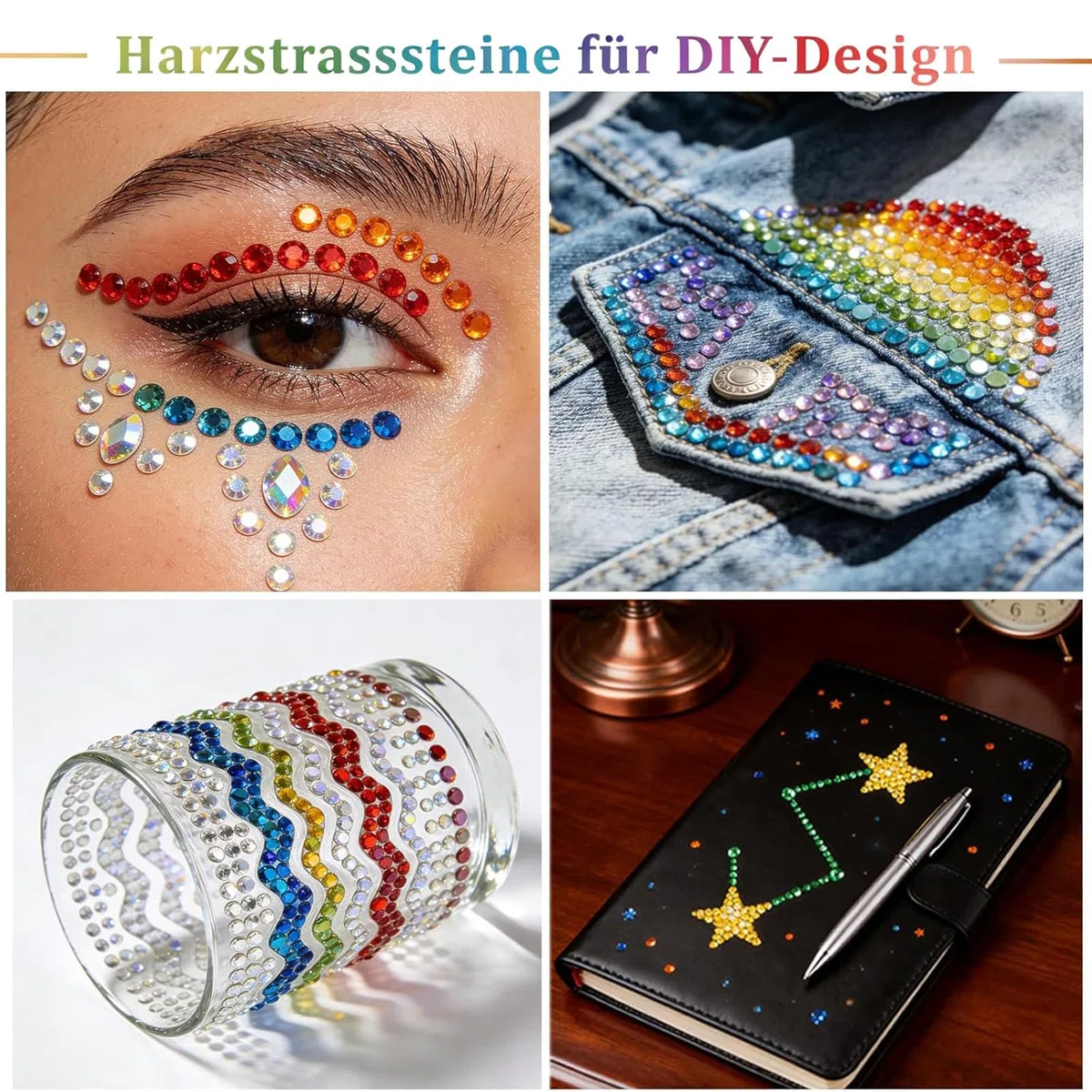 3500 Bedazzler Kit With Glue, 24 Farben 3mm 4mm Strasssteine Nägel, Flatback Rhinestones mit Glue Pinzette und Stift, Glitzersteine zum Basteln, Glitzer Steine für Nägel Textilien