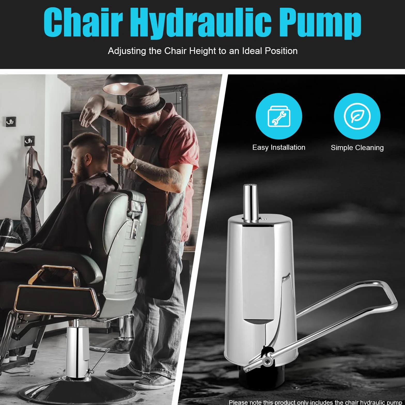 Friseurstuhl Hydraulikpumpe Hydraulikzylinder Ersatzteil 4-Loch Aufnahme M8 Gewinde 200kg Tragfähigkeit 11cm Höhenverstellbar Für Barber Stuhl Friseursalon Beauty Salon Einfache Montage Silber