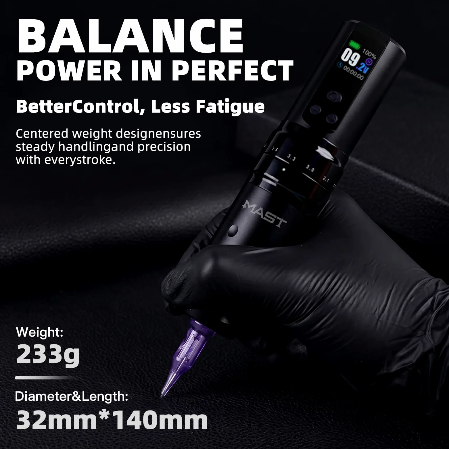 Mast Fold2 Pro Kabellose Tattoo Maschine Pen Rotary Tätowiermaschine Tattoo Gun 7 Strokes Length 2000mAh Batterie Powerful Motor by Mcore Smart Display Screen für Pro Artists (TZWQP-076)