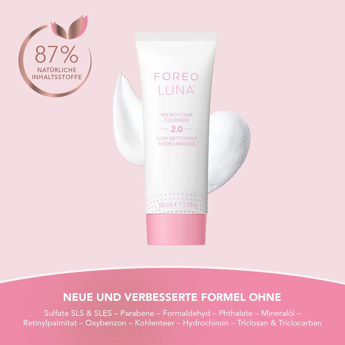 FOREO LUNA 4 Gesichtsreinigungsbürste + Micro-Foam Cleanser 2.0 100 ml Set | Gesichtsreinigungsbürste, Silikonbürste, Gesichtsreiniger, Reinigungsschaum, Empfindliche Haut, Sanftes Peeling
