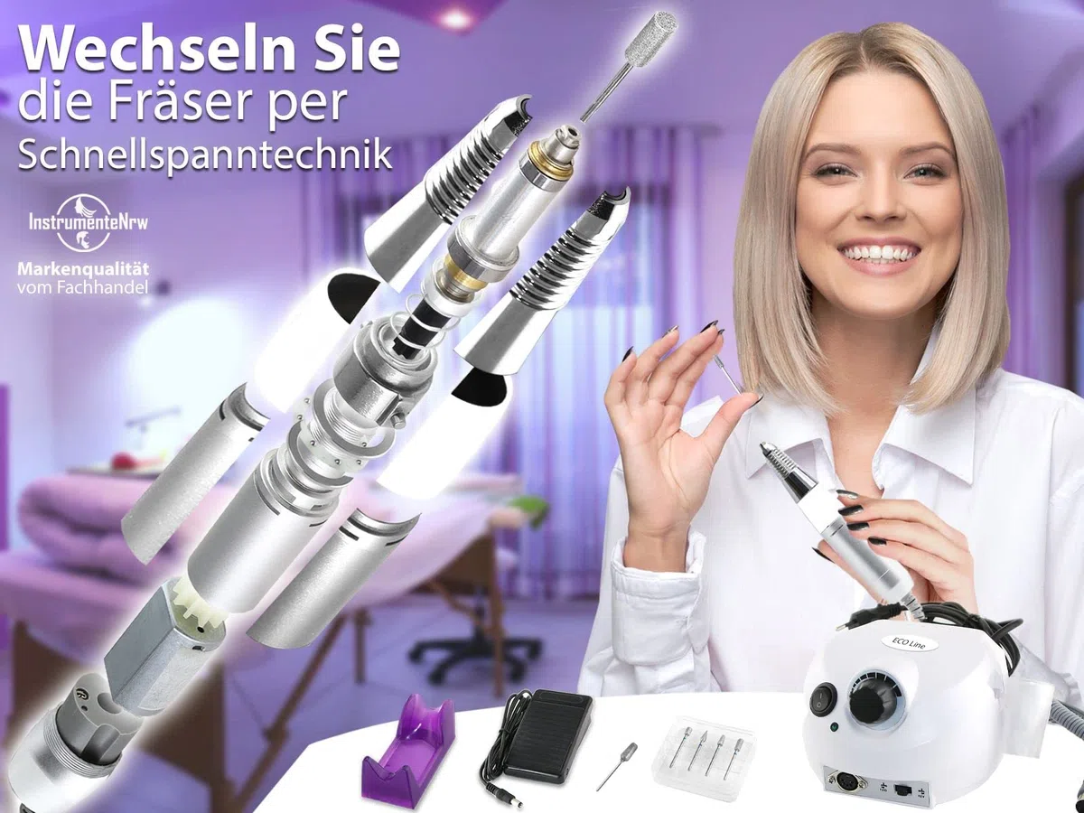 Elektrisches Maniküre/Pediküre-Set mit Hornhautentferner & Diamantschleifer | Spezial Fußpflege Hornhaut Set mit starker Leistung Profi-Gerät mit 30.000 Umdrehungen Pediküre Gerät mit Fräser Box