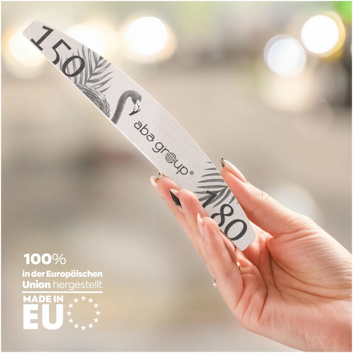 ABA GROUP Nagelfeile 150/180-500 Stück - Halbmond 4 mm Dick - Einzeln Hygienisch Verpackt - Profi Tools für Gel- und Naturnägel, Feilen für Gelnägel, Doppelseitige Nagelpfeile, Nail File Set