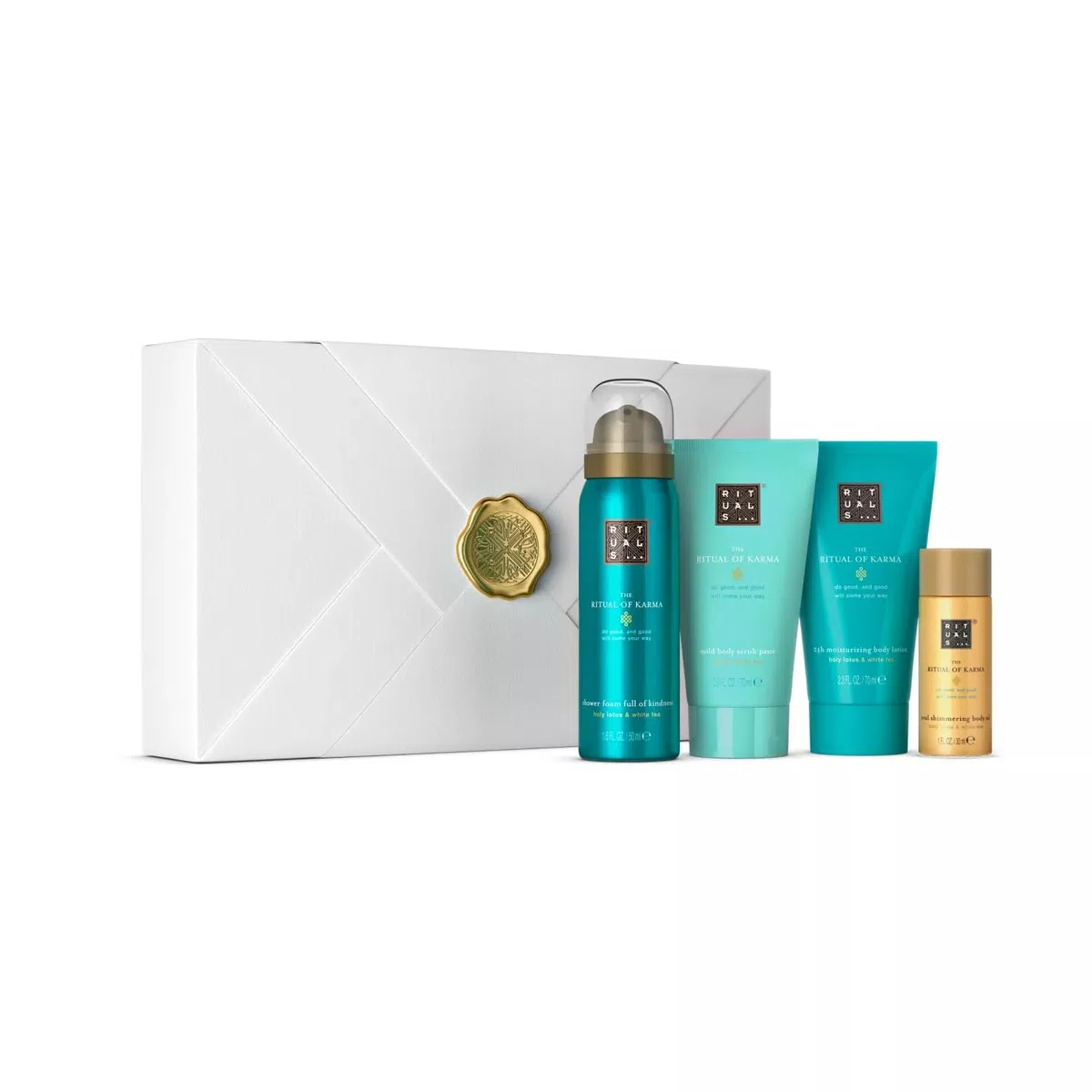 RITUALS The Ritual of Karma Soothing Treat Geschenkset Duschschaum Körpercreme Körperpeeling Körperöl