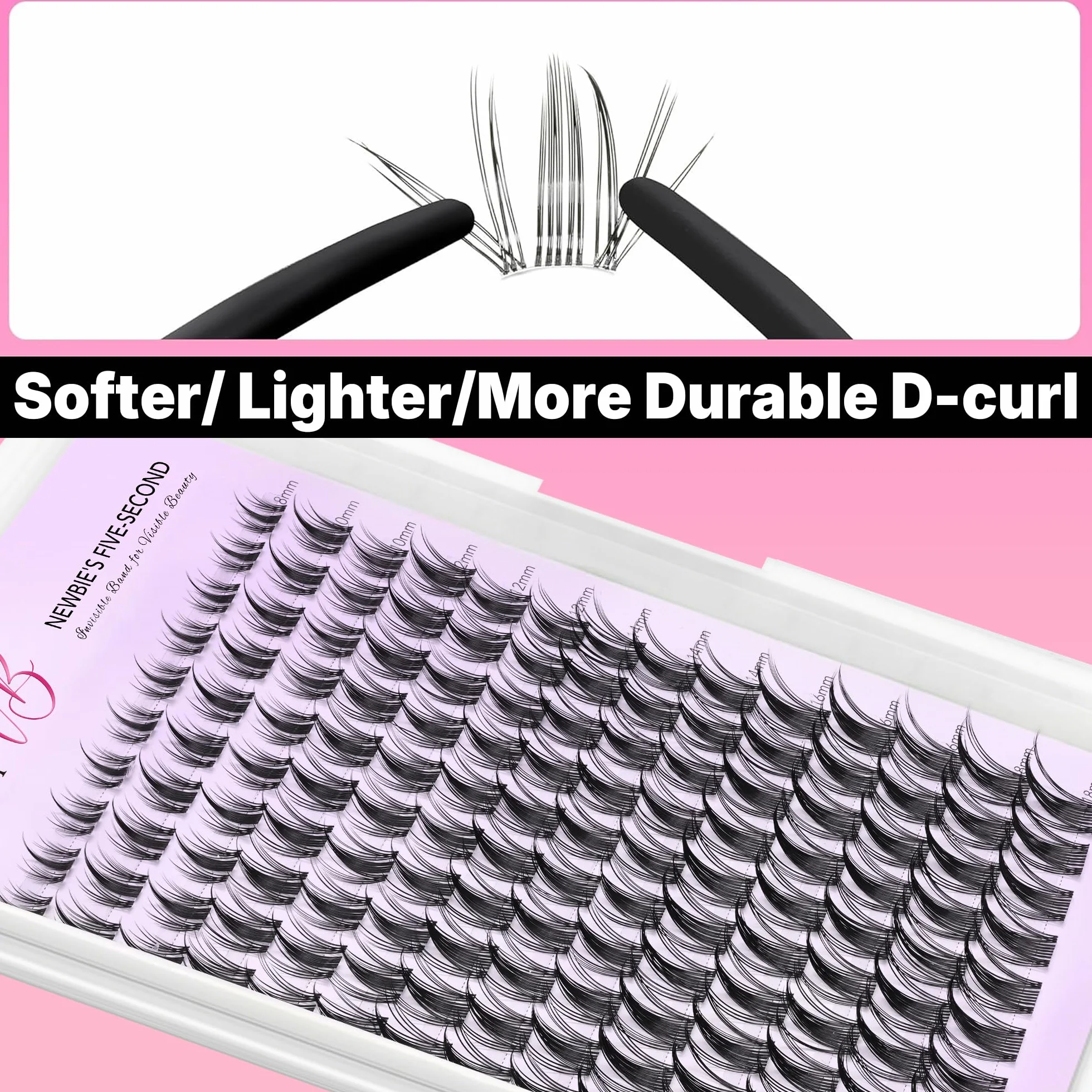 VEYESBEAUTY Wimpern Extensions Set 5-Sekunden-Wimperncluster Cluster Lashes DIY Wimpernverlängerung Falsche Wimpern Lash Bond And Seal (Manga Kit, 8-18mm)
